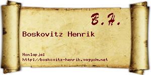 Boskovitz Henrik névjegykártya